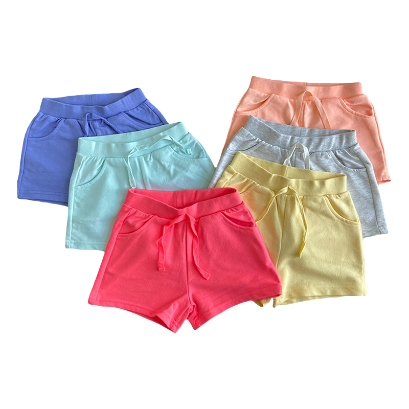 Quần short trẻ em màu bông trẻ em màu sắc rắn