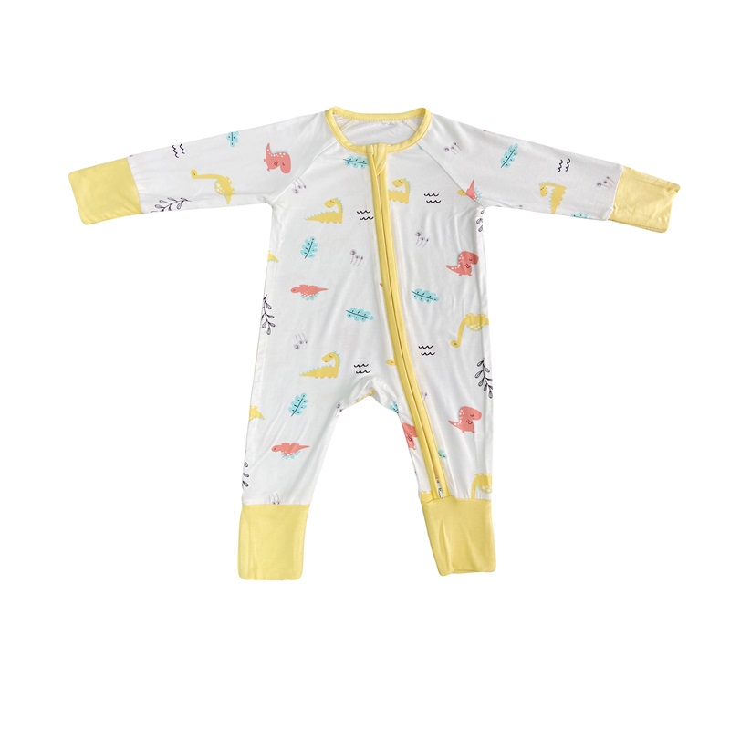 Bamboo Baby Rompers Zipper Footie Pyjama chuyển đổi Romper